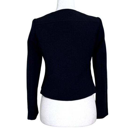 Tory Burch Womens Navy Blue Blazer Wool Blend Harriet Jacket Zip-Front Size 0 - Picture 4 of 9